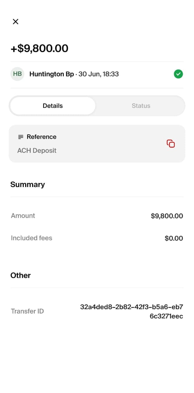 Payment received from an international client