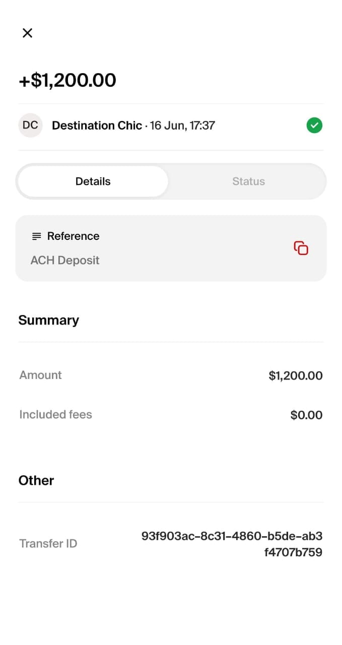 Payment received from an international client